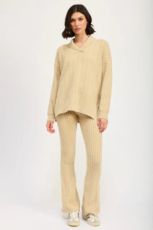 Harvest Glow High Waisted Flare Knit Pants