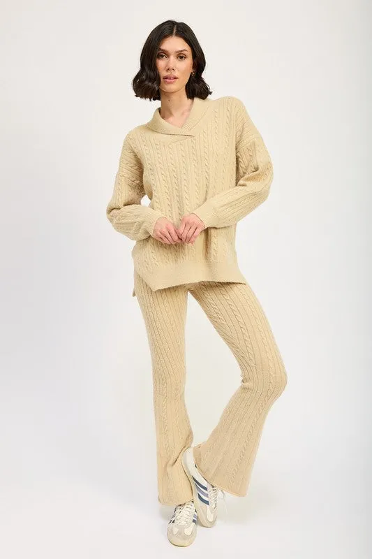 Harvest Glow High Waisted Flare Knit Pants