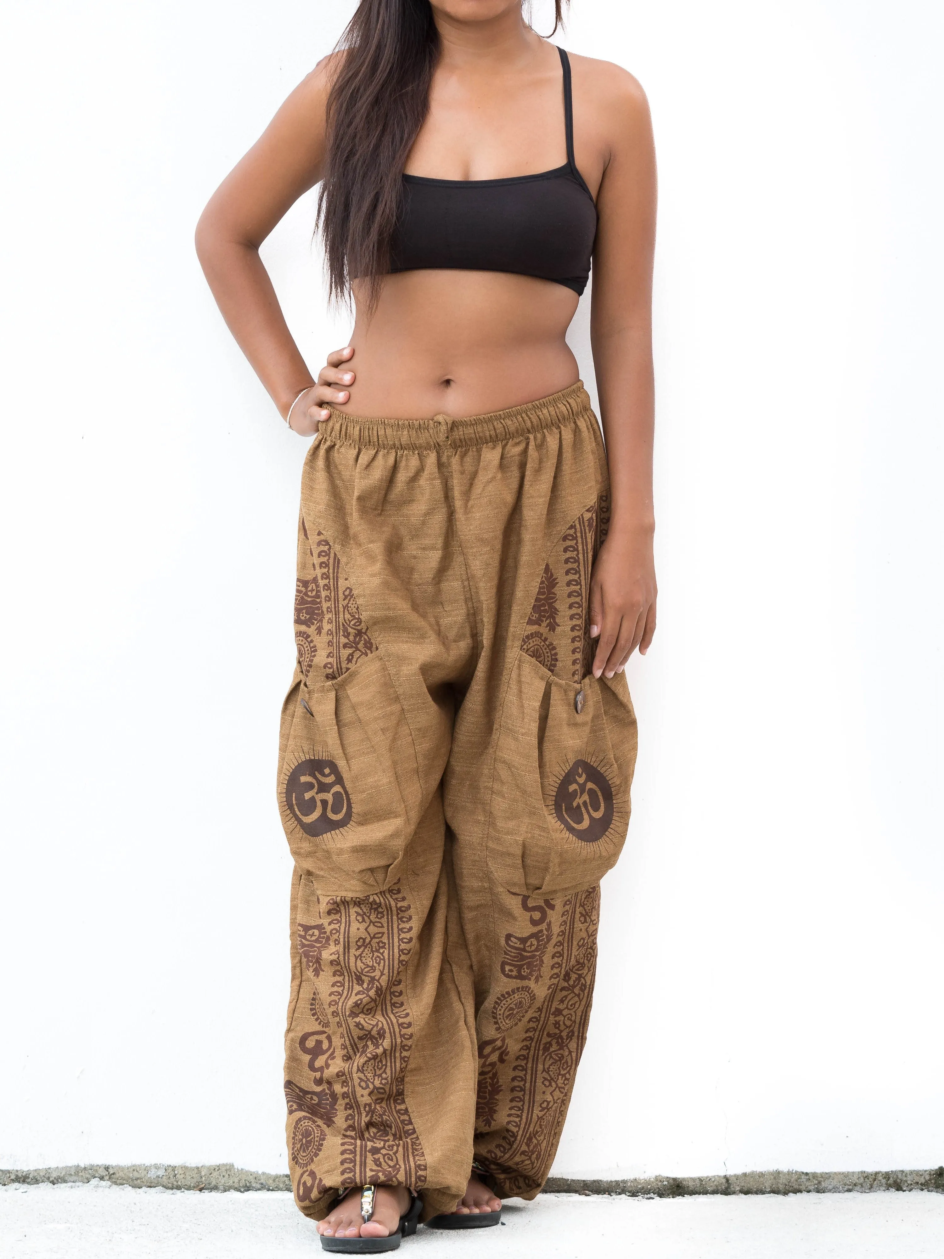 High Cut Harem Pants Om Front Pockets Mustard