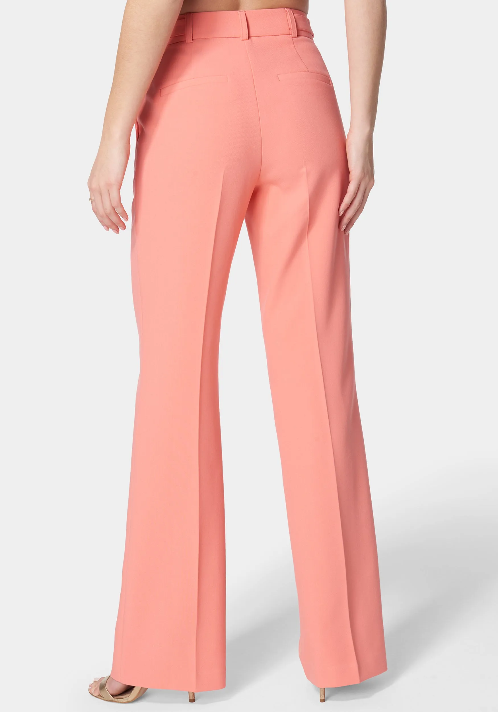 High Waist Belt Detail Wide Leg Pant