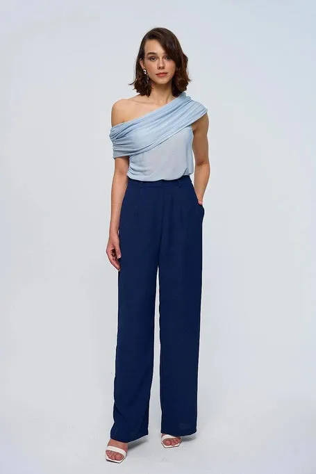 High waist palazzo navy blue