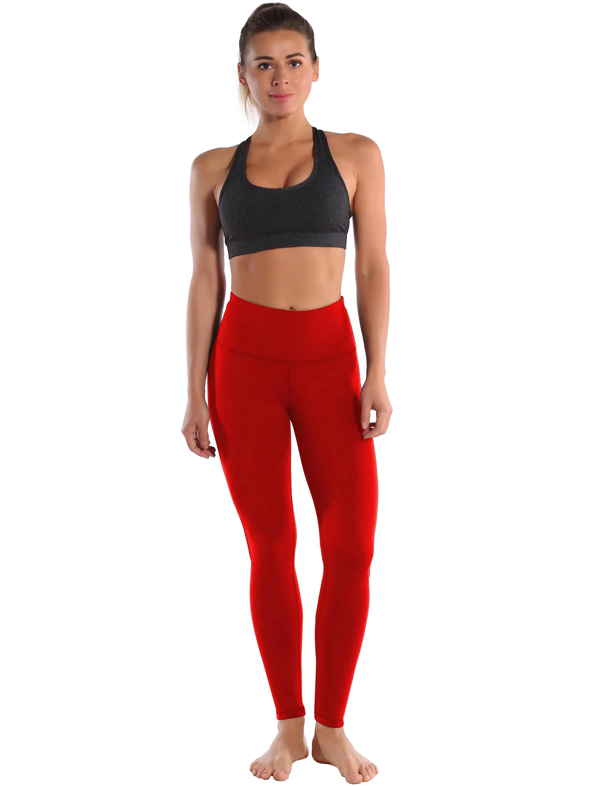 High Waist Side Line Running Pants scarlet_Running