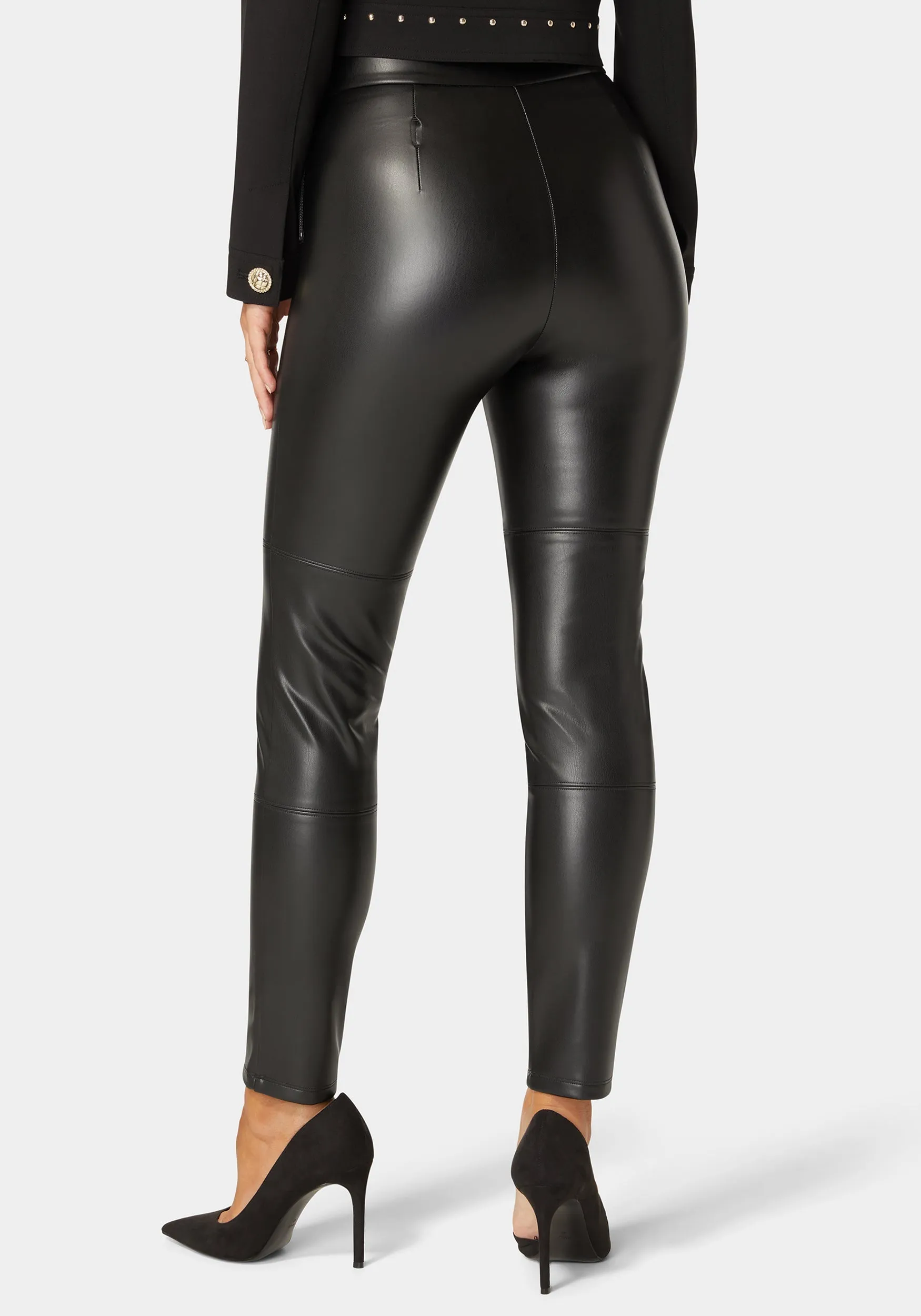 High Waist Vegan Leather Slim Leg Pant