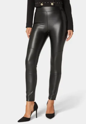 High Waist Vegan Leather Slim Leg Pant