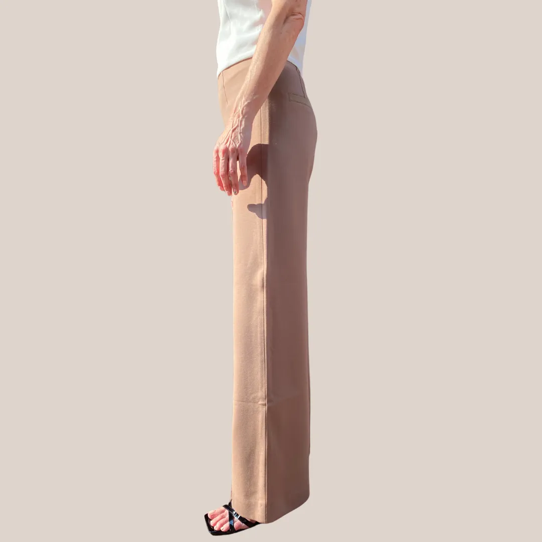 High Waist Wide Leg Stretch Pant - Tan