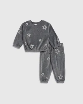 Infant Girl Silver Star Jogger Set