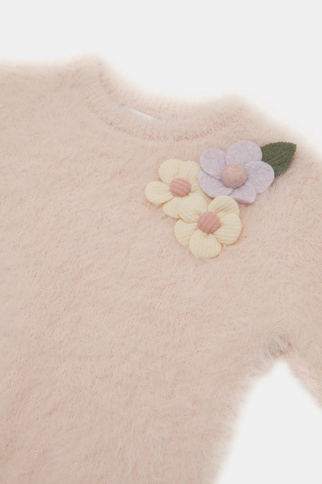 Infant Girls Pink Embroidered Pullover