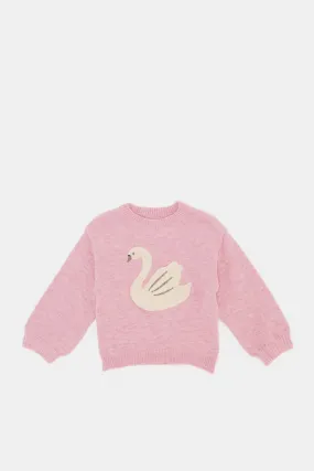 Infant Girls Pink Swan Artwork Pullover