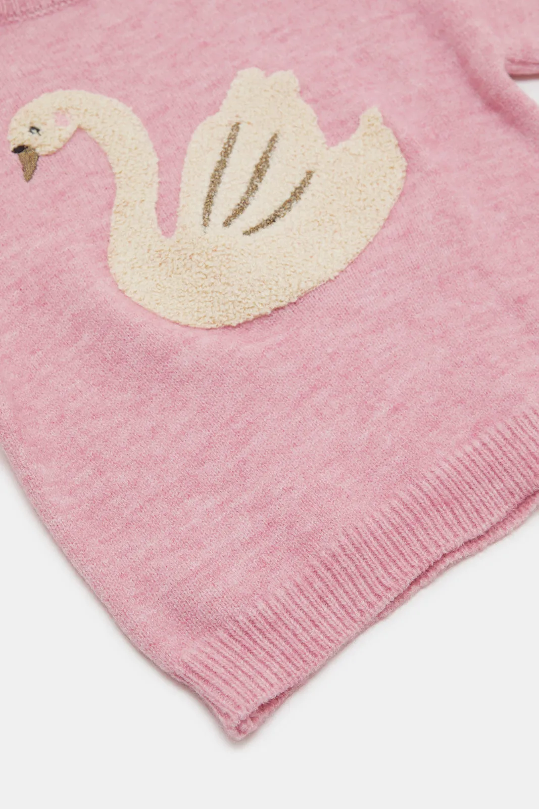 Infant Girls Pink Swan Artwork Pullover