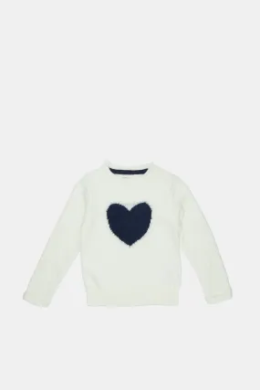 Infant Girls White Knitted Pullover