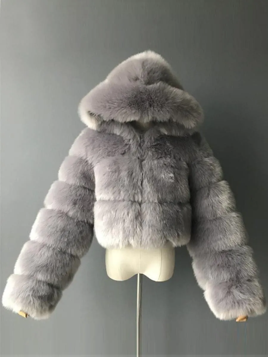 Ivory Faux Fur Hooded Coat MSF004