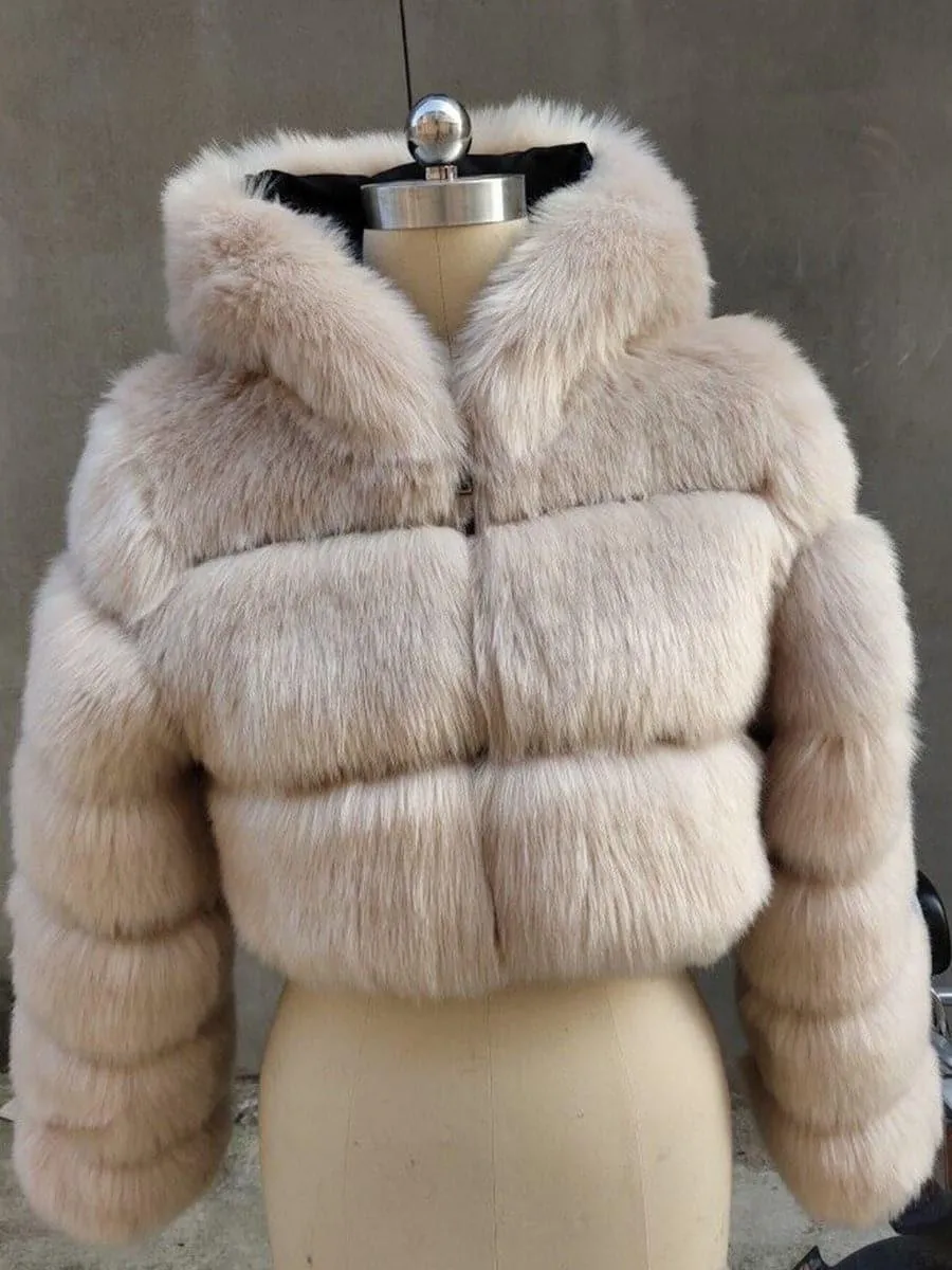 Ivory Faux Fur Hooded Coat MSF004