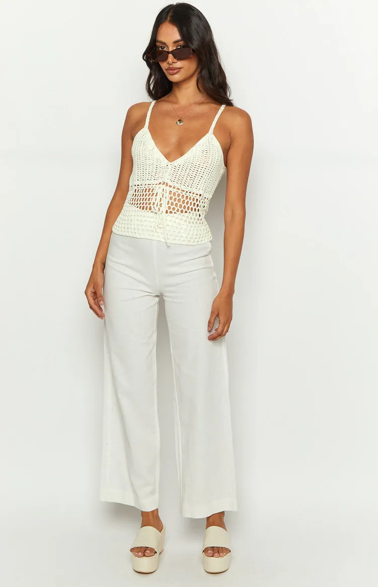 Ivory White Crochet Knit Top