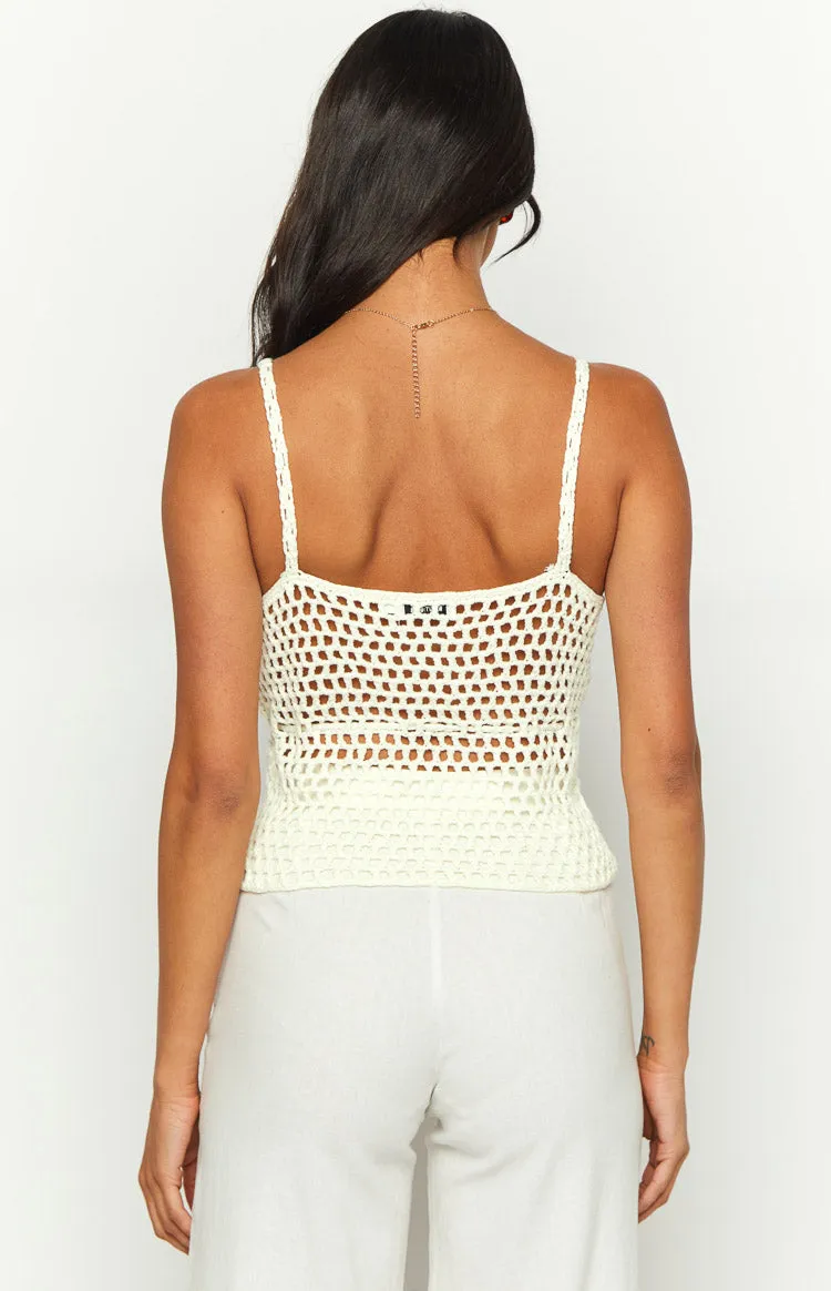 Ivory White Crochet Knit Top