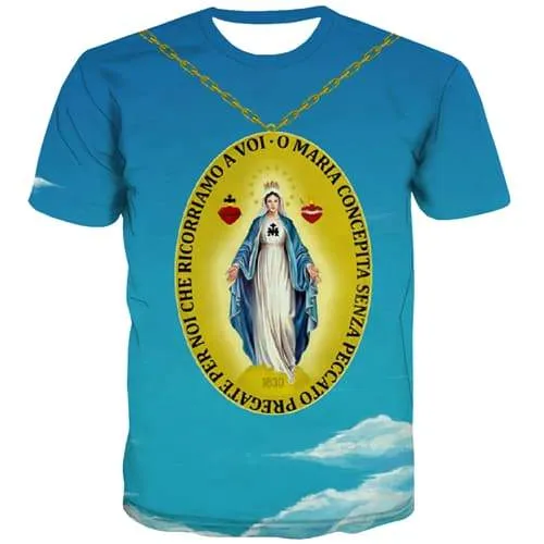 Jesus T-shirt Men Our Lady Tshirts Cool Christian Tshirts Novelty Metal T shirts Funny Leisure T-shirts 3d Short Sleeve summer