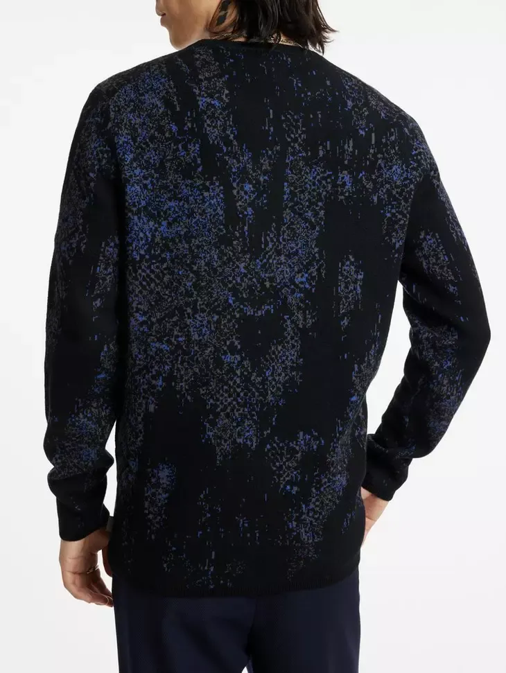 John Varvatos Vernon Python Jacquard Sweater - Navy