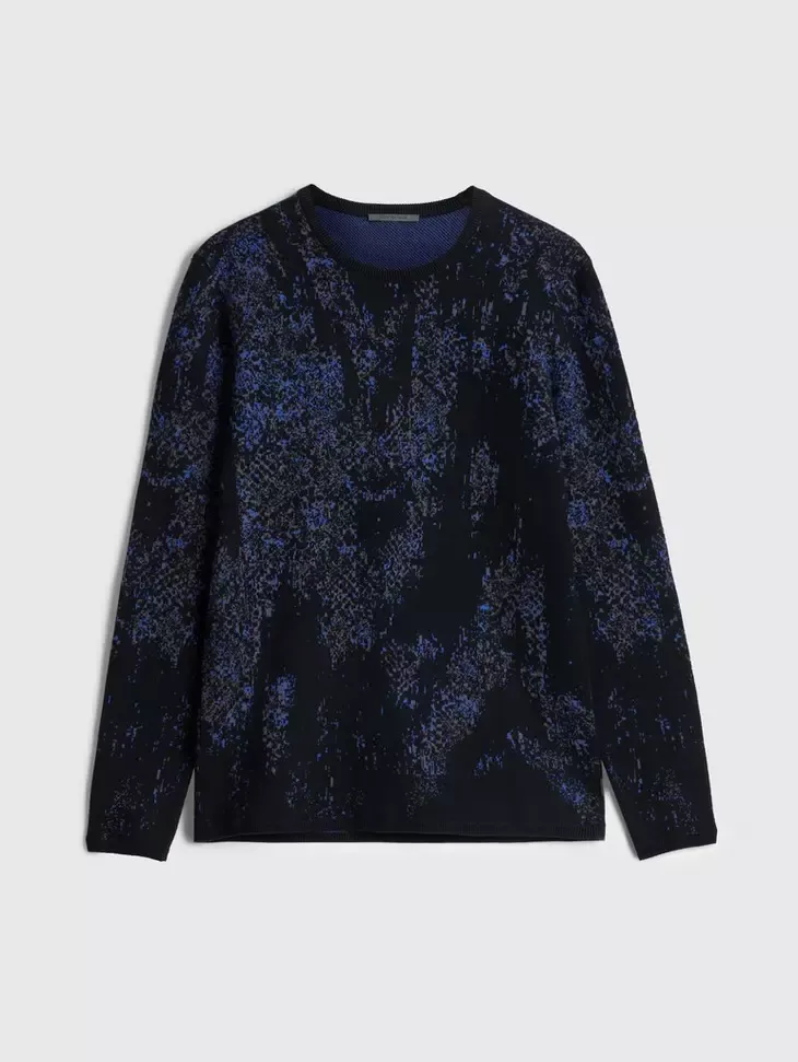 John Varvatos Vernon Python Jacquard Sweater - Navy