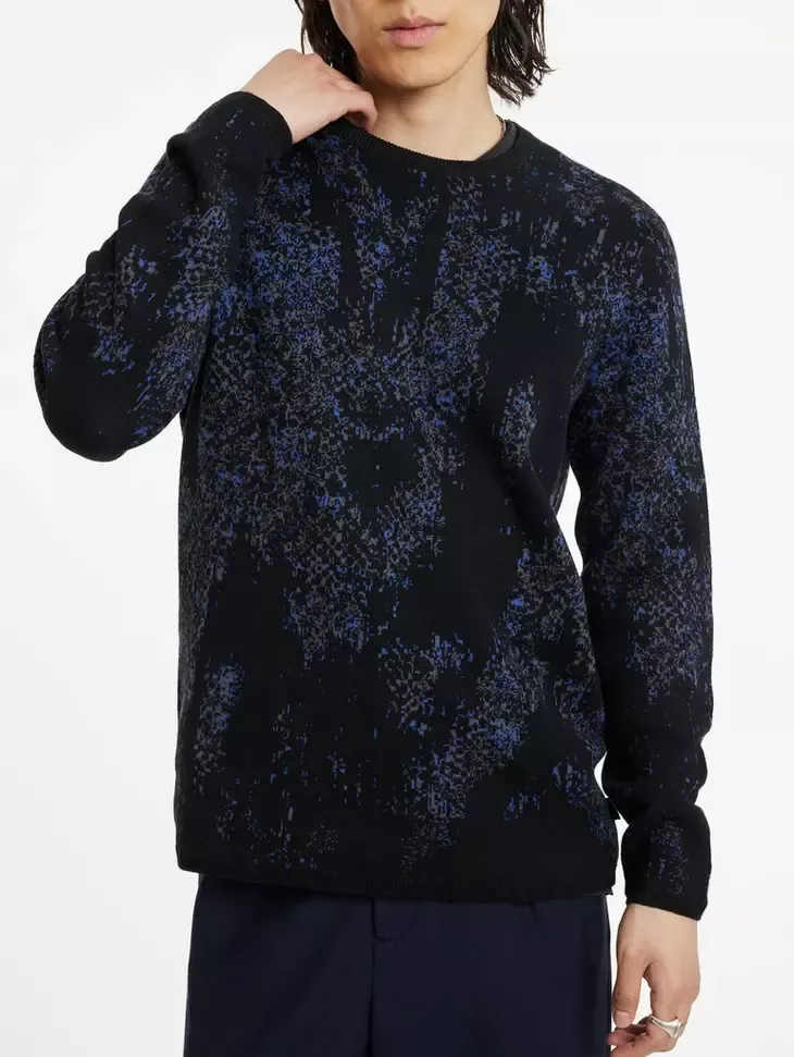 John Varvatos Vernon Python Jacquard Sweater - Navy