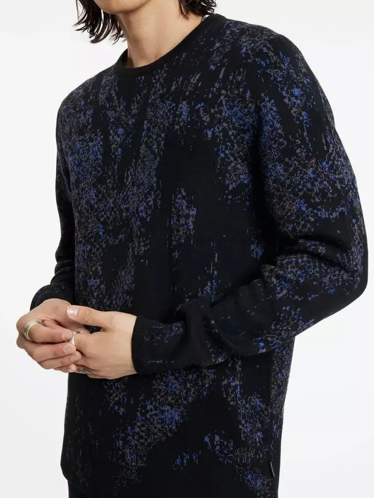 John Varvatos Vernon Python Jacquard Sweater - Navy