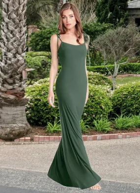 Judith Sheath Bow Luxe Knit Floor-Length Dress Eucalyptus HHP0022744