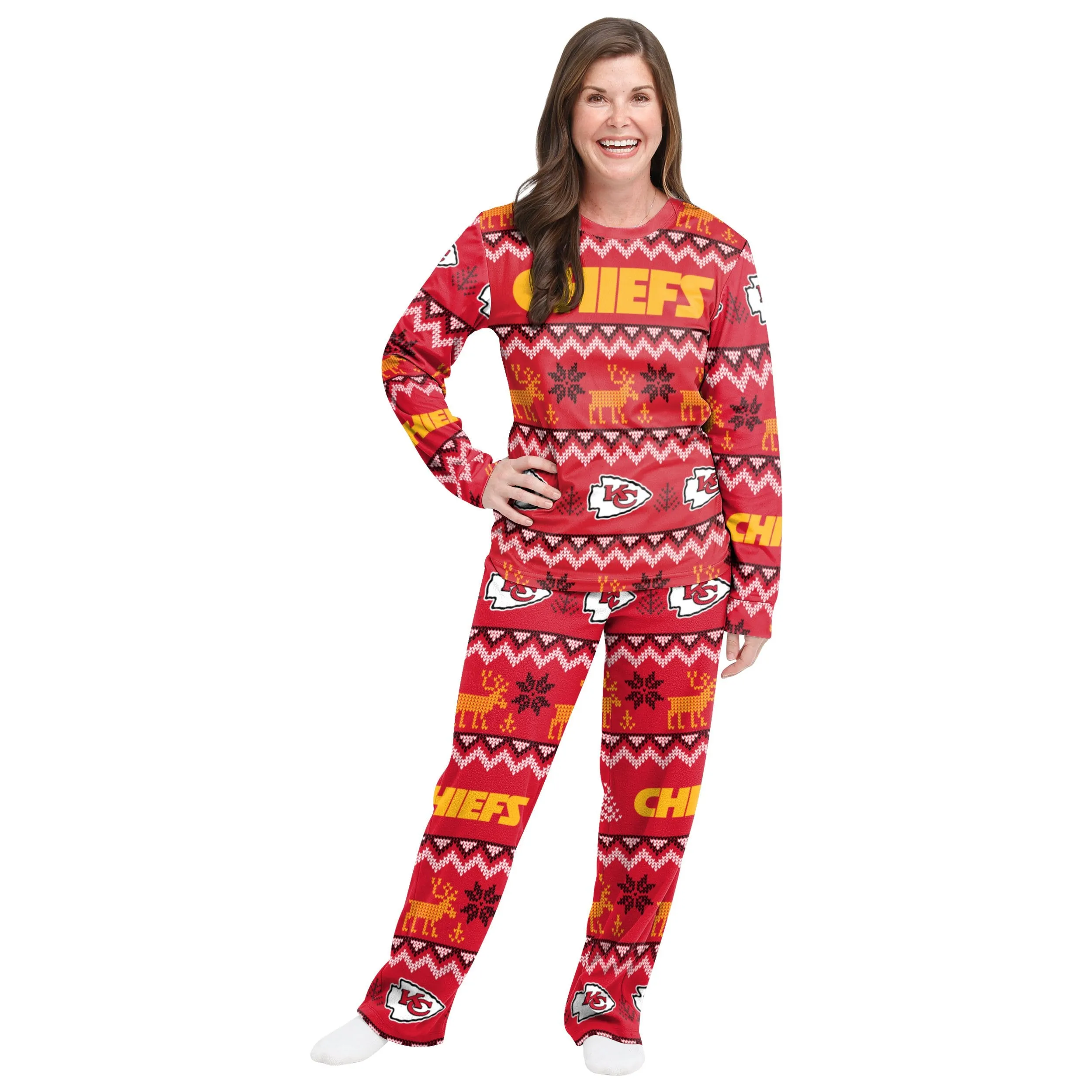 Kansas City Chiefs NFL Ugly Pattern Family Holiday Pajamas