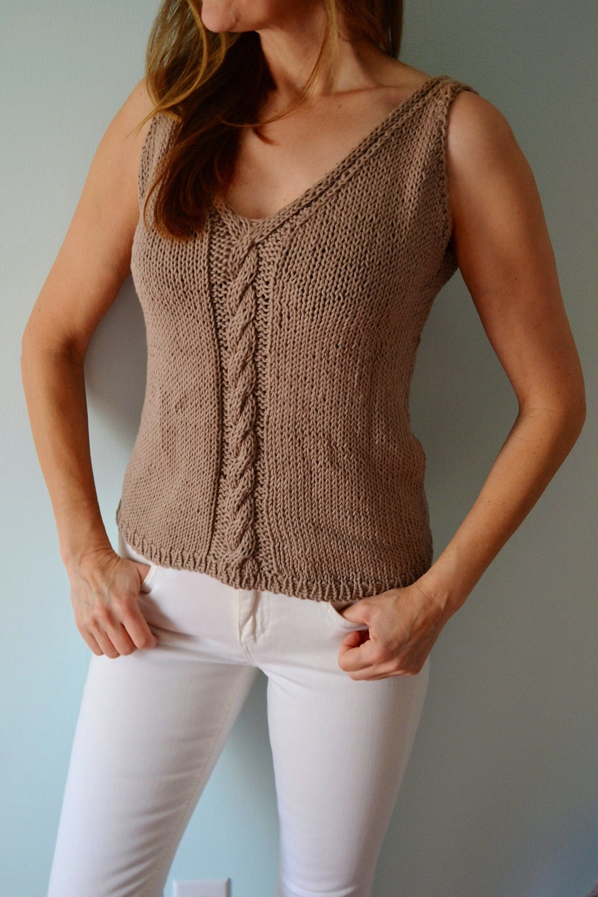 KNITTING PATTERN DIY Summer Cotton Tank Top, Women's Knit Top pattern, Lydia Tank Top, Summer Knit Top, Cotton Top, Easy Knit Top