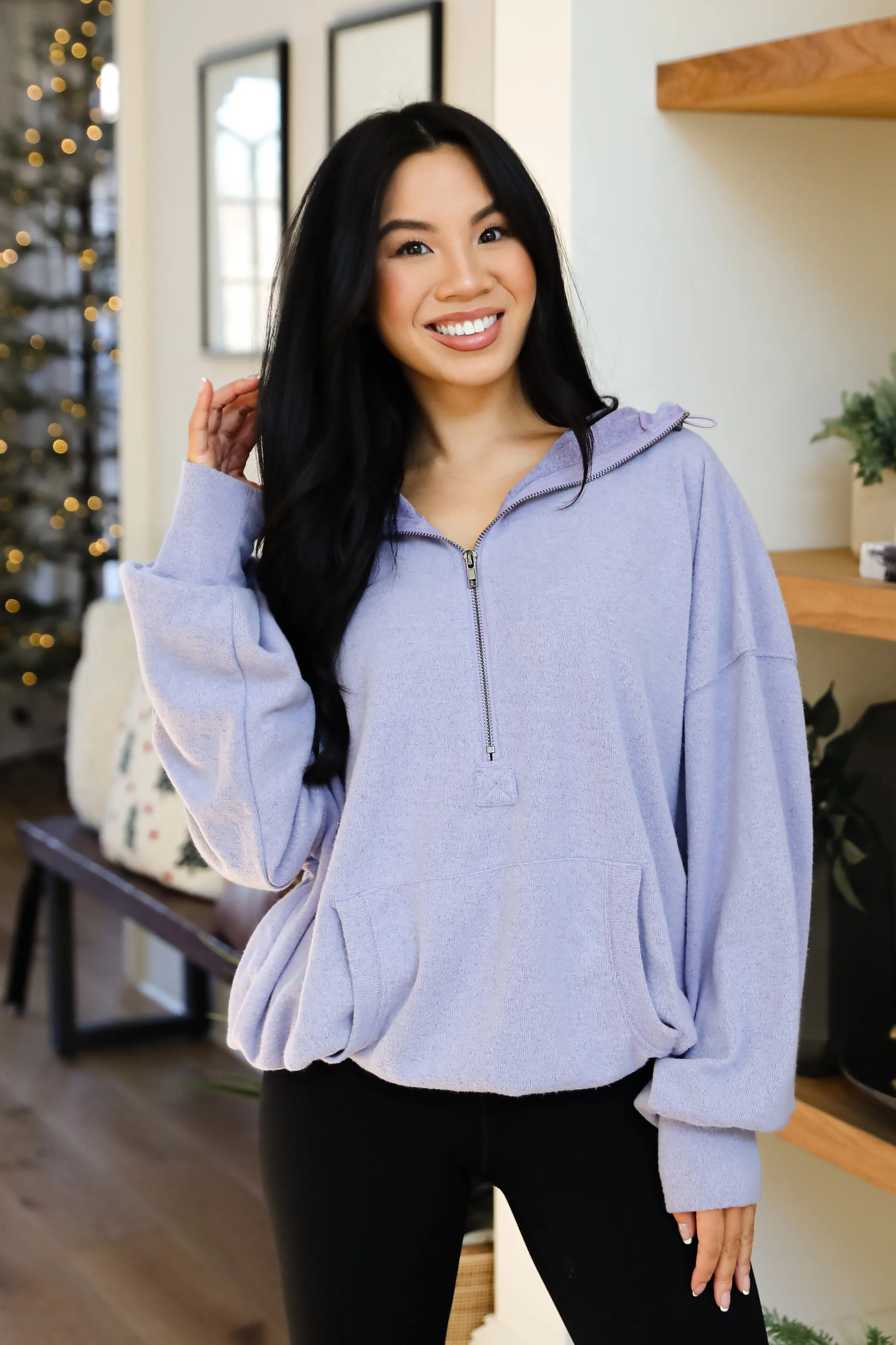 Laidback Days Periwinkle Soft Knit Hooded Pullover