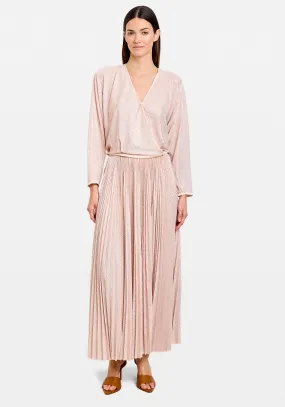 LAME PIED DE POULE LONG SOLEIL SKIRT ROSE