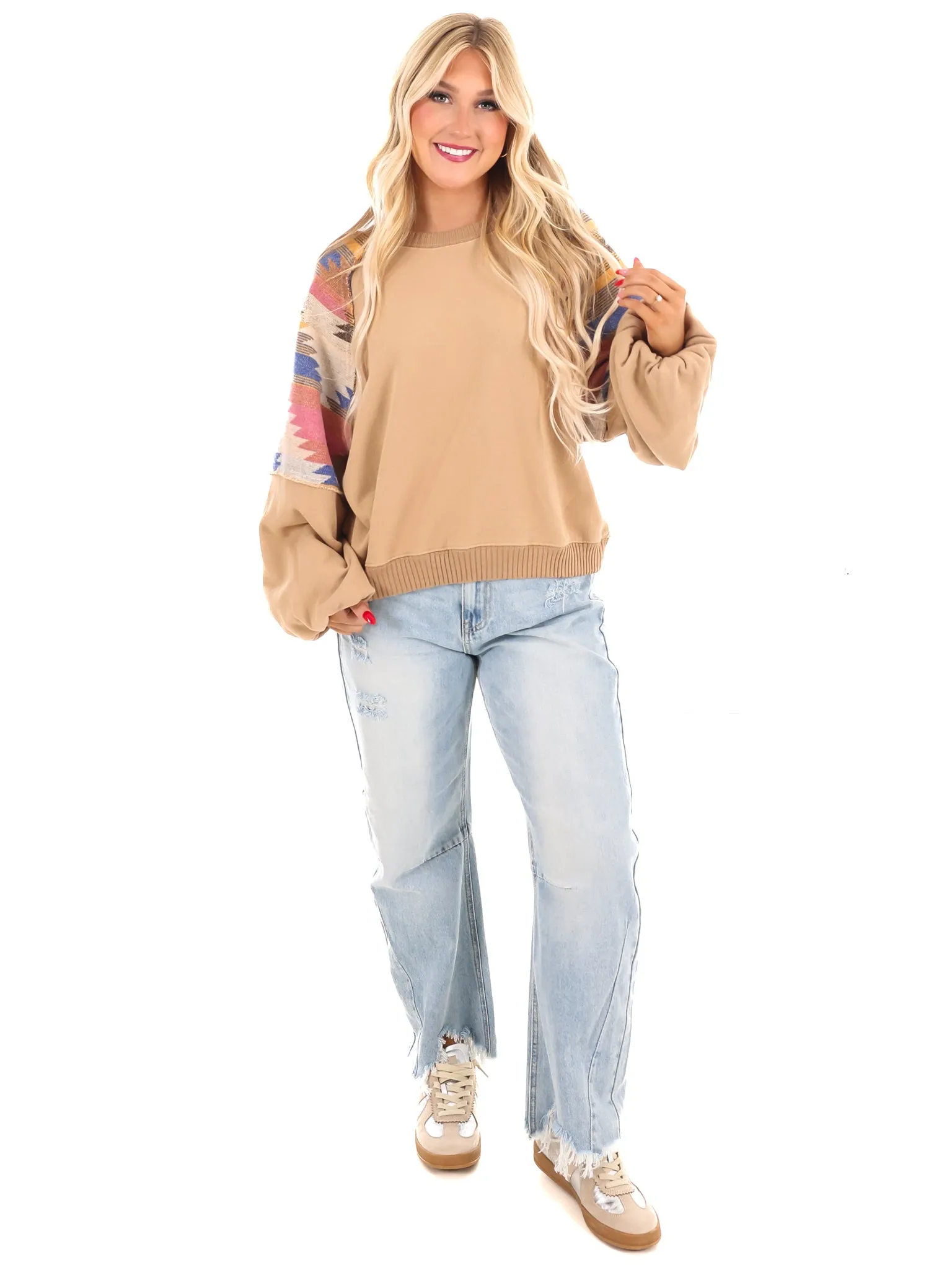 Let's Just Stay Print Mix Pullover