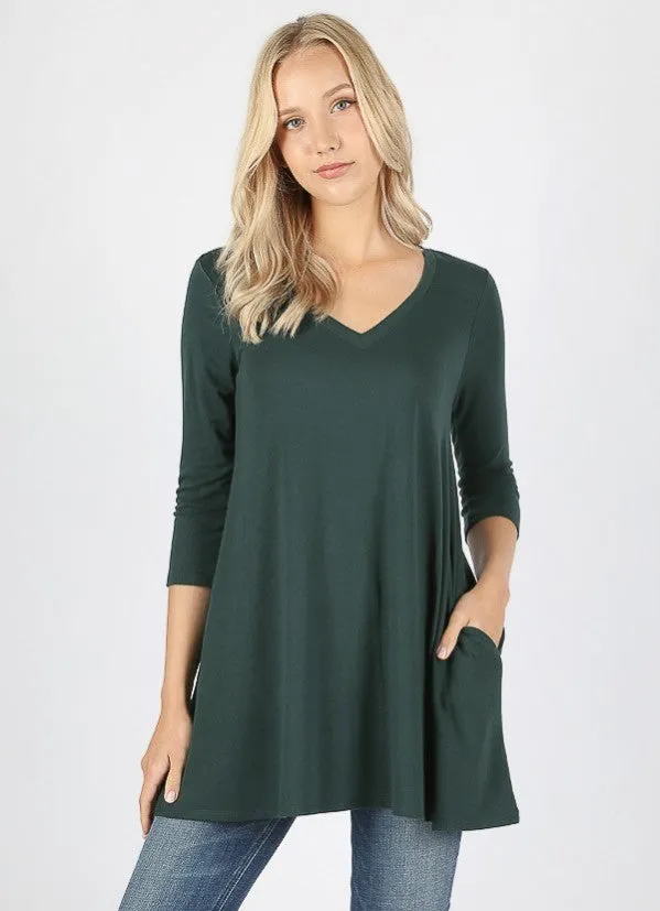 Long Flowy Relaxed Fit Tunic - Misses & Plus rts