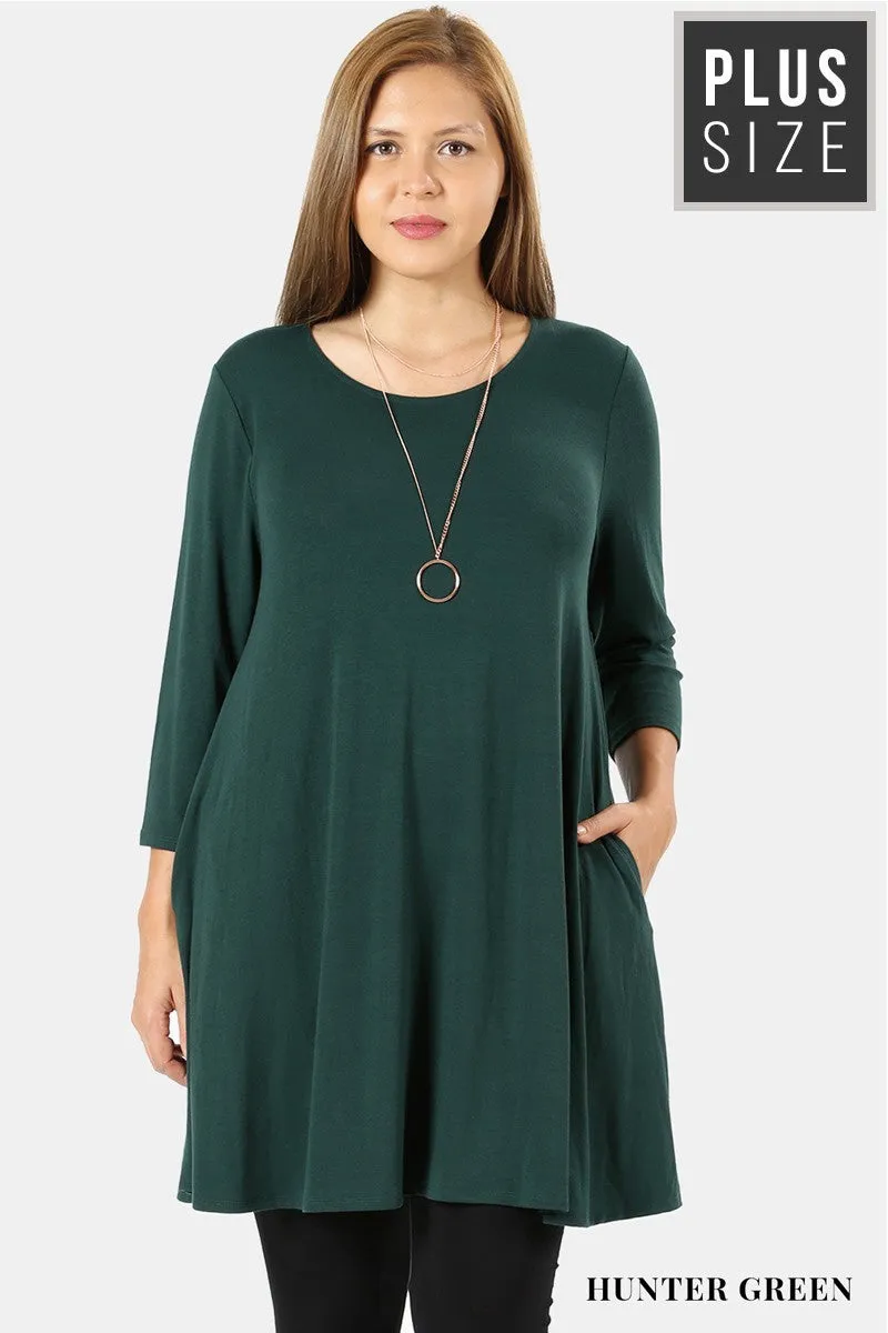 Long Flowy Relaxed Fit Tunic - Misses & Plus rts