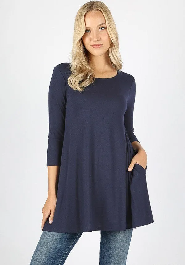 Long Flowy Relaxed Fit Tunic - Misses & Plus rts