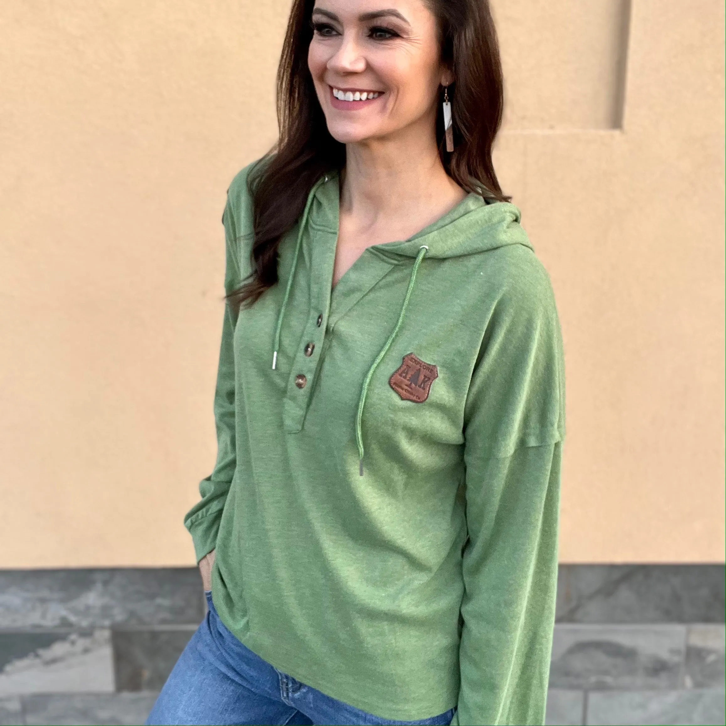 Long Sleeve T-shirt Hoodie With Buttons