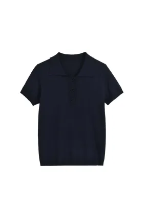 'Margo' Fitted Short-Sleeve Knit Polo T-Shirt