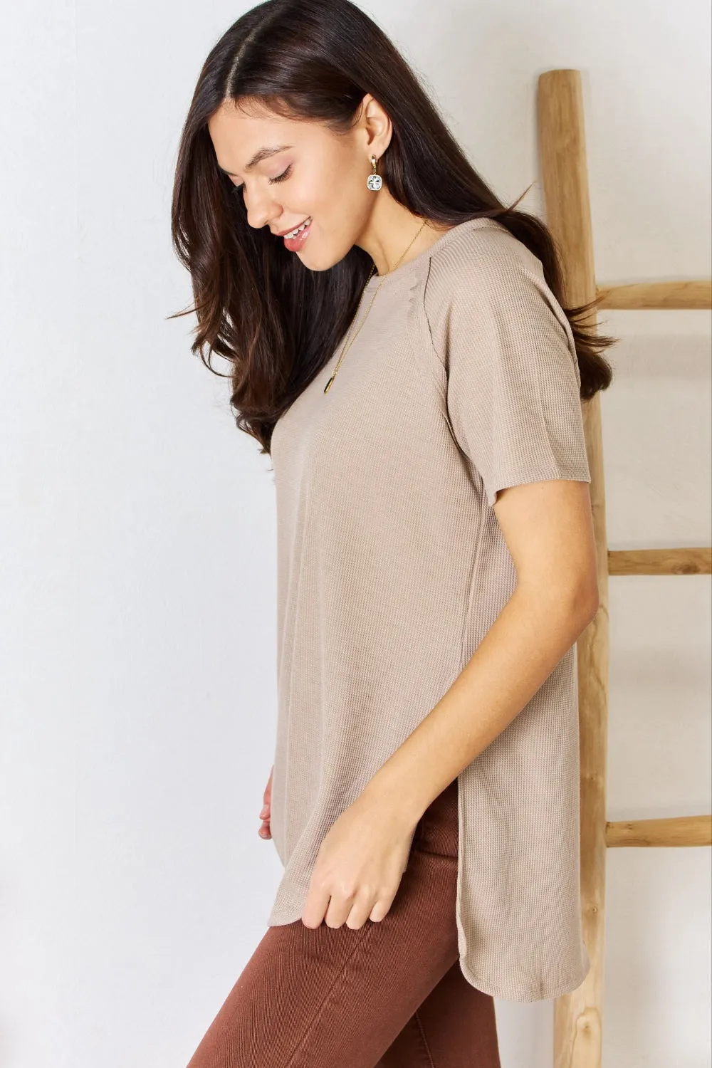 Melange Baby Waffle Short Sleeve Top