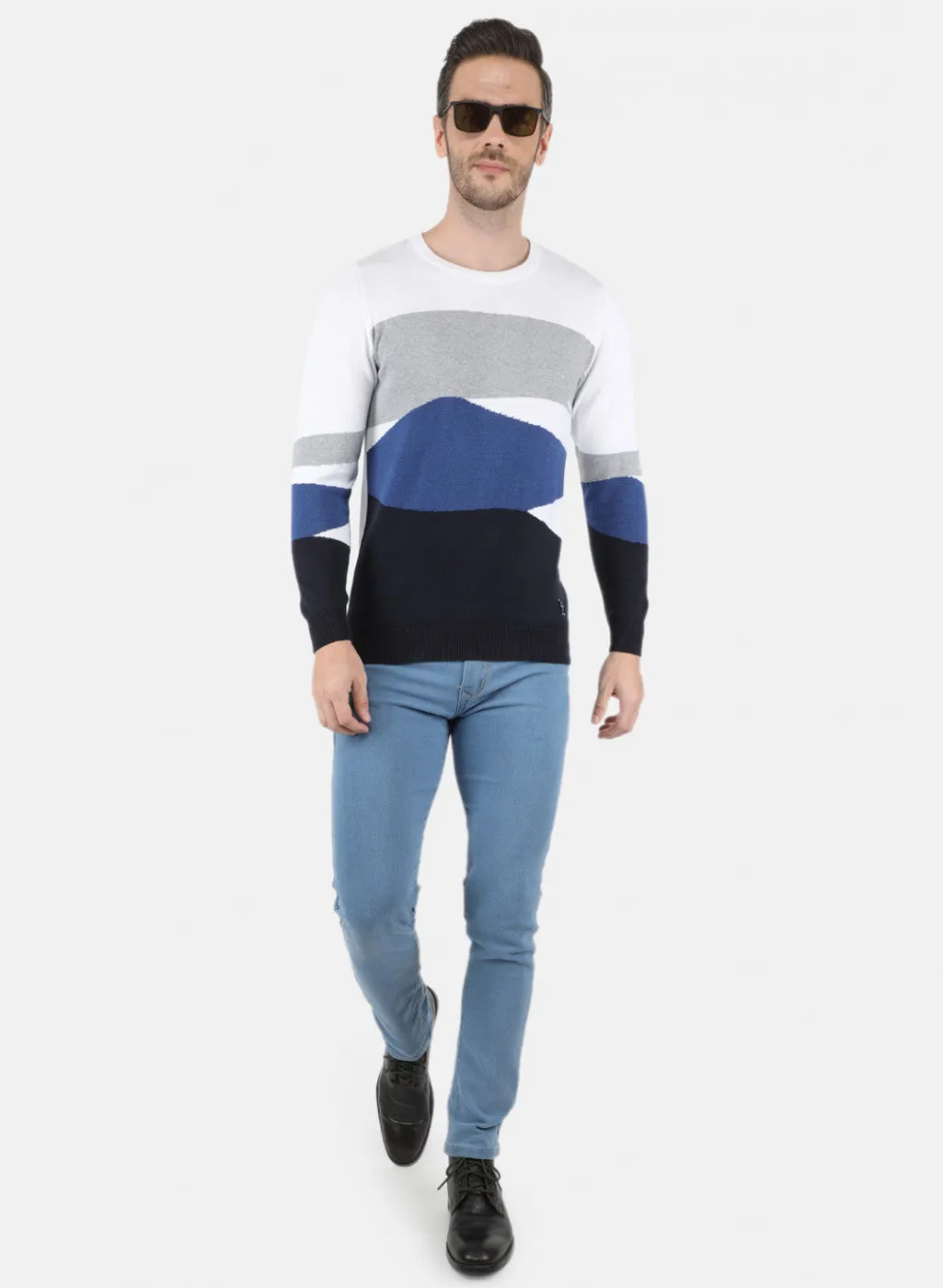 Men NAvy Blue Printed Pullover