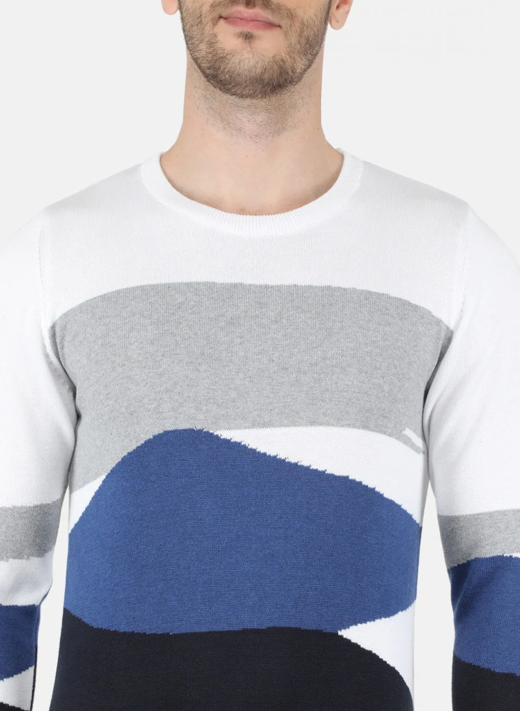 Men NAvy Blue Printed Pullover