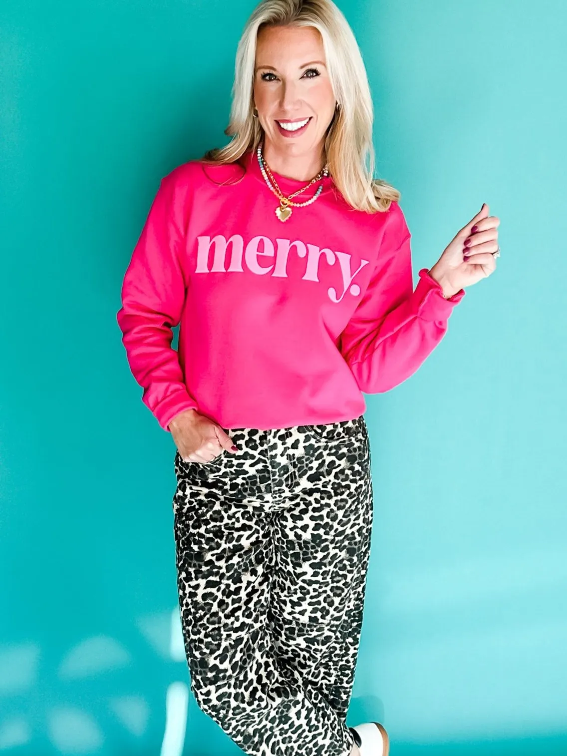 Merry Puff Print Pullover