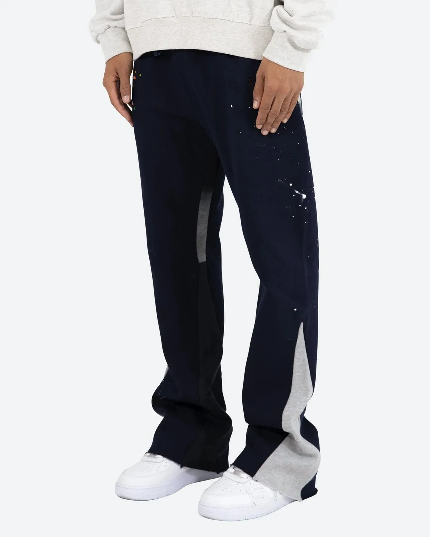 MNML Contrast Boot Cut Sweat Pants Navy