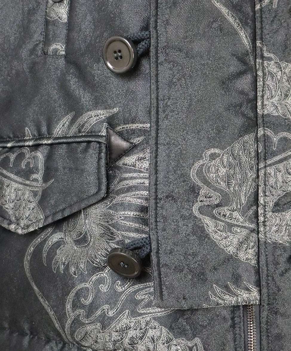 Moncler Charcoal Grey Print Down Coat sz 4