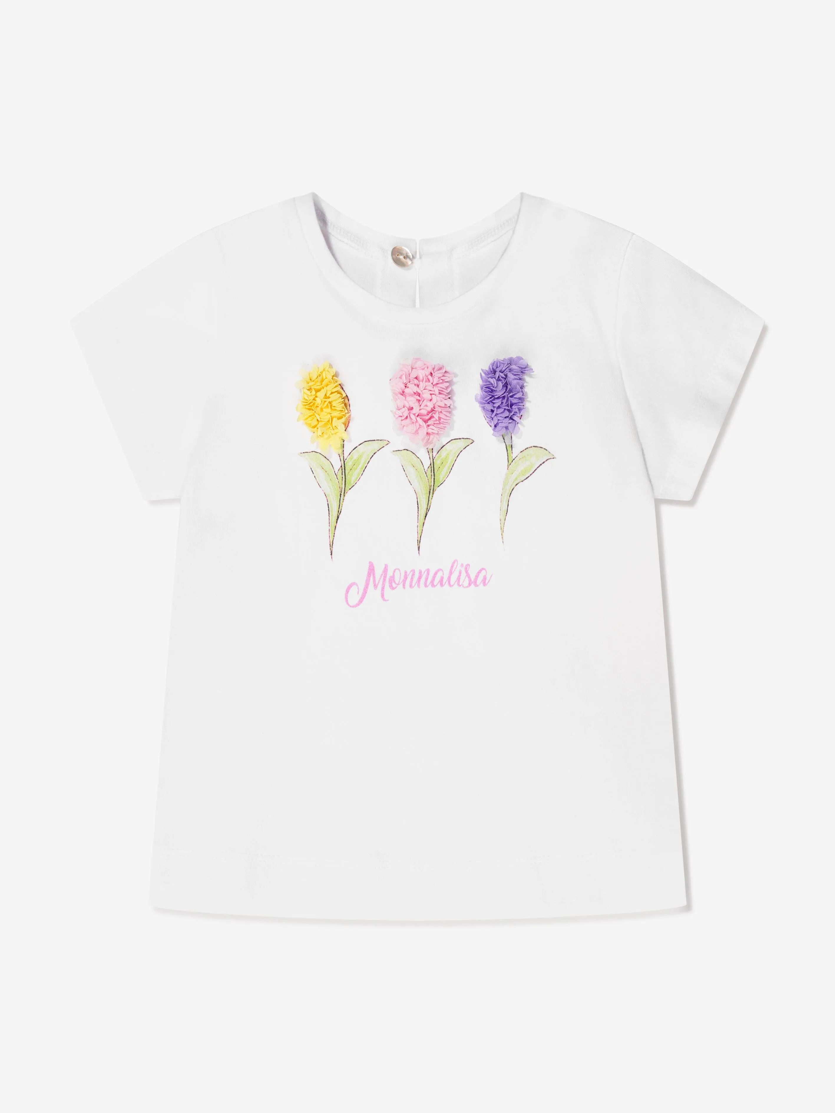 Monnalisa Baby Girls Tulips T-Shirt In White