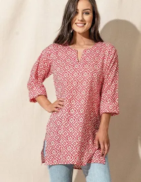 Nala Indian Cotton Tunic - Paprika -As-Is-Clearance - Medium Only