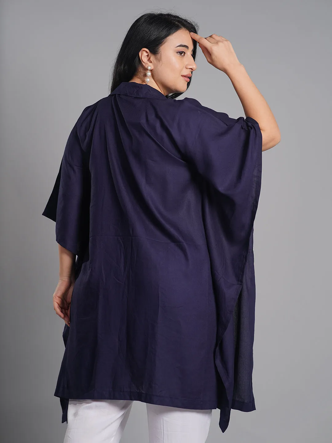 Navy Rayon ShirtKurta - Gulabari