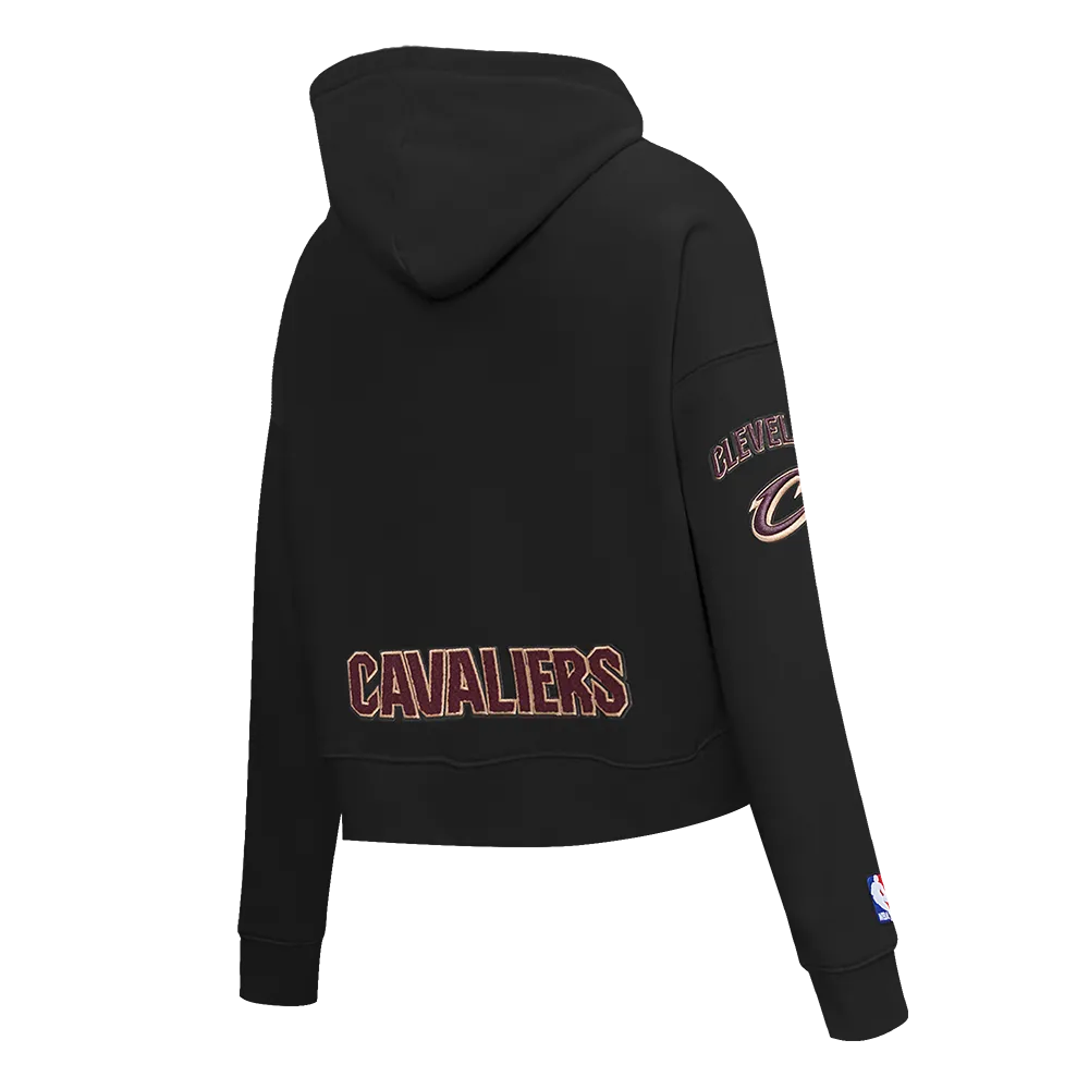 NBA CLEVELAND CAVALIERS CLASSIC WOMEN'S CROPPED PO HOODIE (BLACK)