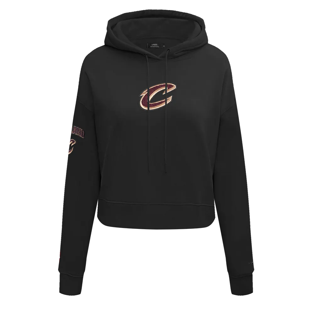 NBA CLEVELAND CAVALIERS CLASSIC WOMEN'S CROPPED PO HOODIE (BLACK)