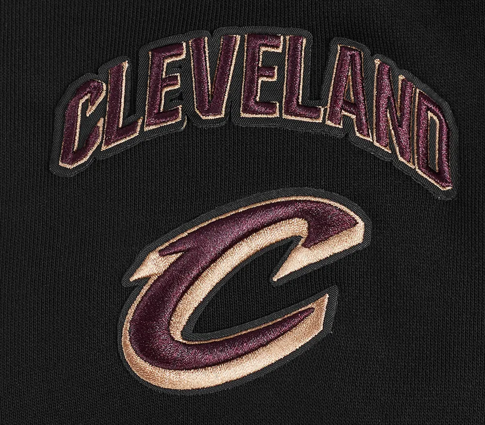 NBA CLEVELAND CAVALIERS CLASSIC WOMEN'S CROPPED PO HOODIE (BLACK)