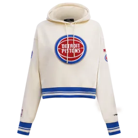 NBA DETROIT PISTONS RETRO CLASSIC WOMEN'S RIB CROPPED PO HOODIE (EGGSHELL/ROYAL BLUE)