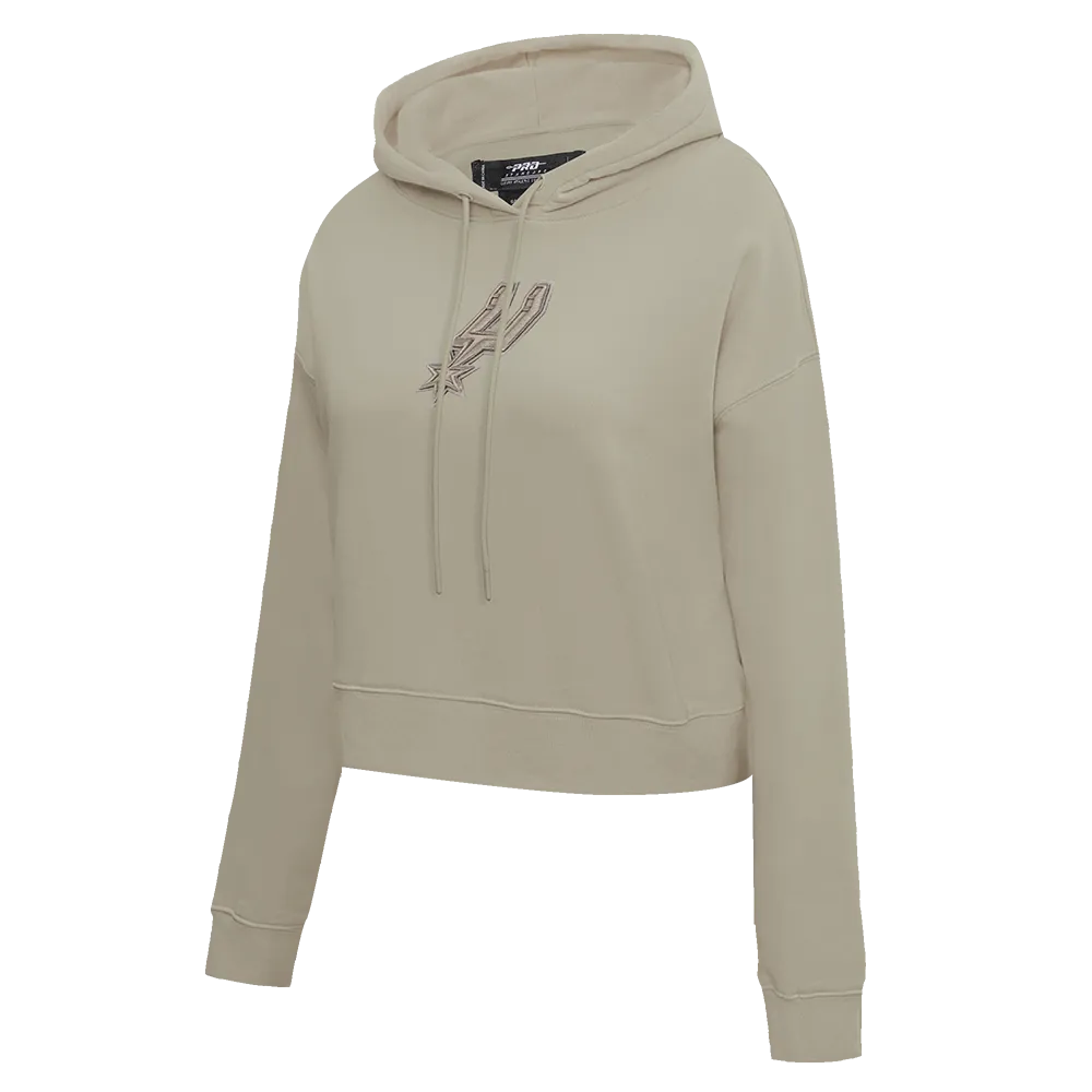 NBA SAN ANTONIO SPURS NEUTRAL WOMEN'S CROPPED PO HOODIE (TAUPE)