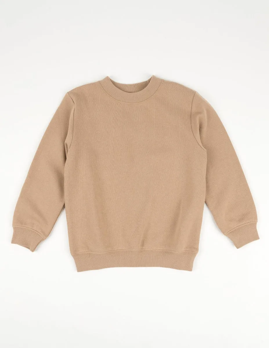 Neutral Solid Color Pullover Sweatshirt