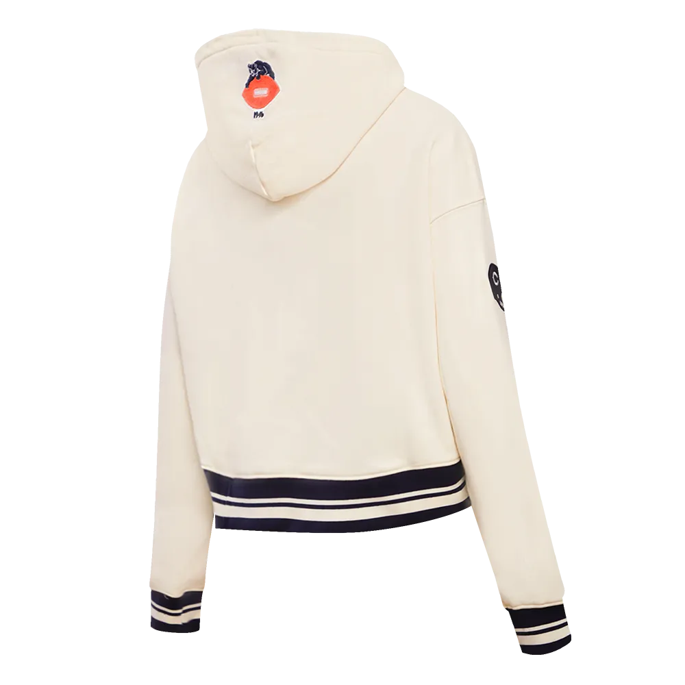 NFL CHICAGO BEARS RETRO CLASSIC WOMEN'S CROPPED PO HOODIE (EGGSHELL/MIDNIGHT NAVY)